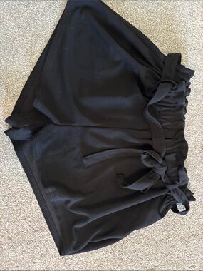 Black Tie-Waist Paperbag Shorts